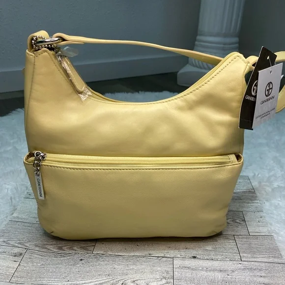 Giani Bernini Nappa Leather Hobo Bag premium soft leather shoulder bag with zip closure and silver-tone hardware